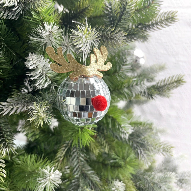 Mirror Elk Horn Christmas Ball Tree Decoration Pendant